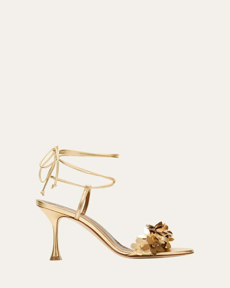 Anista Floral Metallic Leather Sandals